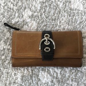 Tan and brown coach wallet